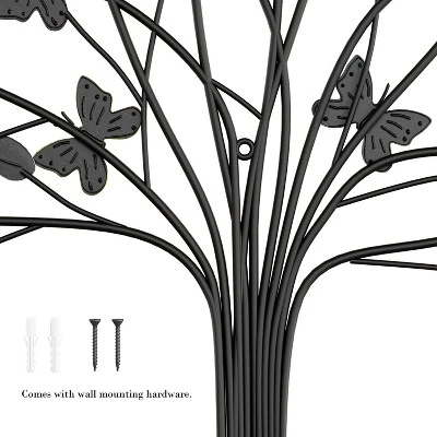 Hastings Home Hand Painted Tree Of Life Butterfly Metal Wall Art 3 Hastings Home Hand Painted Tree Of Life Butterfly Metal Wall Art - Image 3