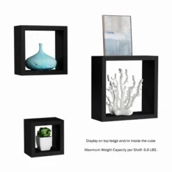 Floating Shelves- Cube Wall Shelf Set With Hidden Brackets, 3 Sizes To Display Decor, Books, Photos, More- Hardware Included By Hastings Home (Black) 9 Floating Shelves- Cube Wall Shelf Set With Hidden Brackets, 3 Sizes To Display Decor, Books, Photos, More- Hardware Included By Hastings Home (Black) -Hastings House GUEST 925bc2be 3192 4a73 aa86 84d4f6820c7d