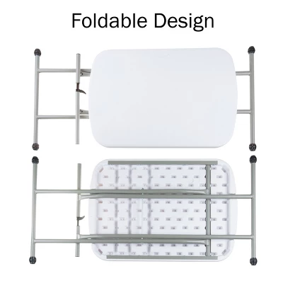 Hastings Home Folding TV Tray Utility Table With 3 Height Levels - 26", White/Gray 3 Hastings Home Folding TV Tray Utility Table With 3 Height Levels - 26", White/Gray - Image 3