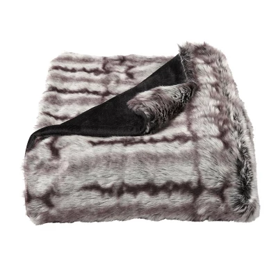 Hastings Home Premium Faux Chinchilla Fur Striped Blanket With Gift Box - Umber/Chocolate 7 Hastings Home Premium Faux Chinchilla Fur Striped Blanket With Gift Box - Umber/Chocolate - Image 7