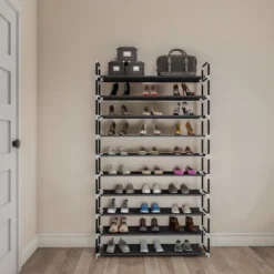 Hastings Home Space-Saving Shoe Rack - 10-Tier, Black -Hastings House GUEST 9674dc9f 51ef 40ec 9f19 fb9e880263b7
