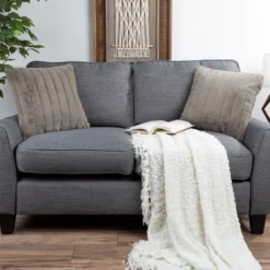 17Â” Plush Pillows Â– Set Of 2 Gray Channel Striped Square Accent Pillow Inserts And Covers Â– For Bedroom Or Living Room By Lavish Home -Hastings House GUEST 971ede2b bb13 4656 b0bc 863f54dfe2a6