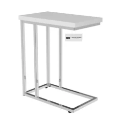 Hastings Home C-Shaped Sofa Side Table Space-Saving, White -Hastings House GUEST 98a44cbc 66d1 4afe 8866 4f55587df32c