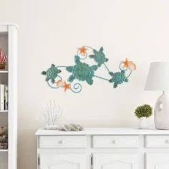 Hastings Home Sea Turtles With Shells And Starfish Nautical 3D Metal Hanging Wall Art -Hastings House GUEST 9c9062b9 901b 4a65 87d9 7573de62bf30