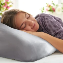 Satin Microfiber Pillowcases For Hair & Skin- Set Of 2 King Size Pillow Covers, Hidden Zippe By Hastings Home (Silver Gray) -Hastings House GUEST 9dd304f5 7562 421f a997 cb4d6ef4ad07