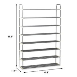 Hastings Home 8-Tier Shoe Storage Rack - Room For 48 Pairs Of Shoes, 60.6" X 11.8" X 40.9" -Hastings House GUEST 9e79ab5d e40e 47dc bd8e b6b9ffc60e76
