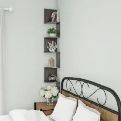 Hastings Home 5-Tier Floating Corner Shelf - Matte Espresso Brown -Hastings House GUEST 9fe07c67 f219 49dd b134 4cb34db5ca9d