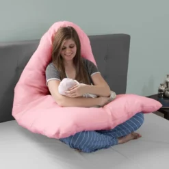 Full Body Pillow Cover- U-Shaped 100% Cotton Jersey Replacement Pillowcase, Removeable With Zipper For Pregnancy/Body Pillows By Hastings Home (Pink) -Hastings House GUEST a443407f caad 46a6 9986 9d0e0d7d8538