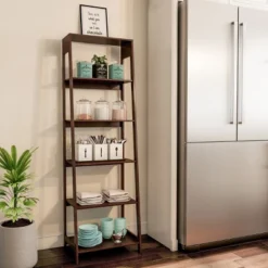 Hastings Home 5-Tier Freestanding Bookcase - Brown -Hastings House GUEST a4776e87 6b28 4082 bcf6 8517072bb30b