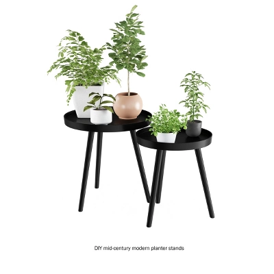 Hastings Home Nesting End Tables - Circular Mid-Century Modern Accent Table With Tray Top - Set Of 2, Matte Black 7 Hastings Home Nesting End Tables - Circular Mid-Century Modern Accent Table With Tray Top - Set Of 2, Matte Black - Image 7