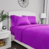 Hastings Home Twin Size Brushed Microfiber 3 Piece Bed Sheet And Linen Set With Stain Resistant Fitted And Flat Sheets - Purple