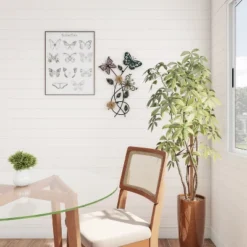 Hastings Home Garden Butterfly Metal Wall Art Decorative 3D Flowers For Modern Farmhouse - Hand-Painted Distressed Finish -Hastings House GUEST a9791e19 f11f 45e0 82cb 6db8eb4fb78b