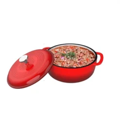 Hastings Home Cast Iron Enamel-Coated 6-Quart Dutch Oven With Lid - Red -Hastings House GUEST aa83c2e9 e16c 4a6e 822e b10c26a561f6