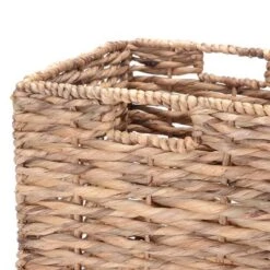 Set Of 2 Handmade Wicker Baskets - 12-Inch Square Foldable Storage Bins With Handles - Made Of Hand-Twisted Water Hyacinth By Villacera (Natural) -Hastings House GUEST ac063573 3463 49b2 a52c 6165a5c8717e