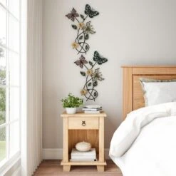 Hastings Home Garden Butterfly Metal Wall Art Decorative 3D Flowers For Modern Farmhouse - Hand-Painted Distressed Finish -Hastings House GUEST ac9066ea 83c7 4973 804e f4cefaa186c7