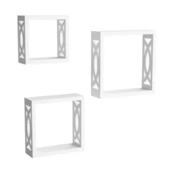Floating Shelves- Open Cube Wall Shelf Set With Hidden Brackets, 3 Sizes To Display Decor, Photos, More- Hardware Included By Hastings Home (White) -Hastings House GUEST aff21c8a a378 41c2 a5cf 0cf4f82350ea