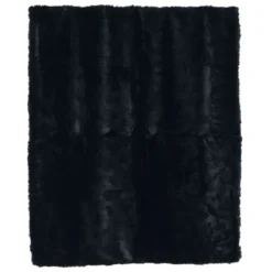 Hastings Home Luxury Long Haired Faux Fur Throw - Black