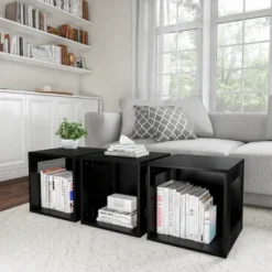 Hastings Home End Table, Stackable Modular Cube With Open Sides, Black -Hastings House GUEST badc5a62 9bfe 481d a753 1ba9e759ac10