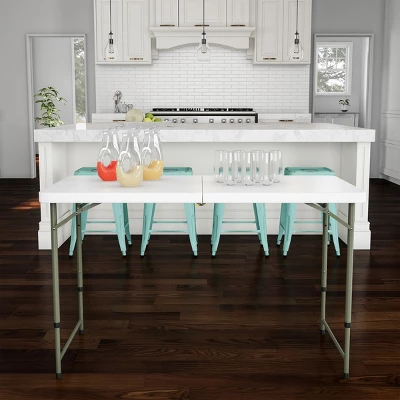 Hastings Home 4-Foot Folding Portable Plastic Utility Tabletop With Adjustable 2-Height Settings 6 Hastings Home 4-Foot Folding Portable Plastic Utility Tabletop With Adjustable 2-Height Settings - Image 6