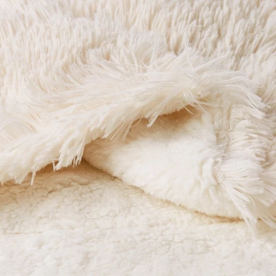 Hastings Home Faux Fur Throw Blanket - 70" X 60", White/Cream 1 Hastings Home Faux Fur Throw Blanket - 70" X 60", White/Cream