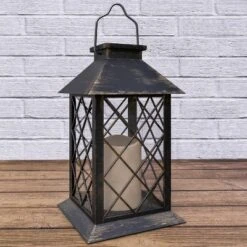 Hastings Home Solar Powered LED Lantern - Antique Bronze -Hastings House GUEST c7587f49 0eae 43fc a537 0cb379b7012e