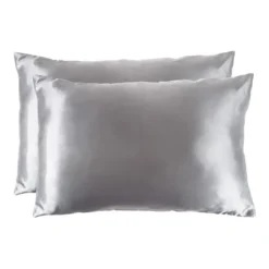 Satin Microfiber Pillowcases For Hair & Skin- Set Of 2 King Size Pillow Covers, Hidden Zippe By Hastings Home (Silver Gray) -Hastings House GUEST cb405455 5d7b 495b 9689 af54370a9e32