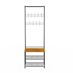 Hastings Home Entryway Bench With Coat Rack, Seat, Hooks, And Shoe Storage, Black -Hastings House GUEST cbc6666d d43f 4adb b322 70ada2122f30