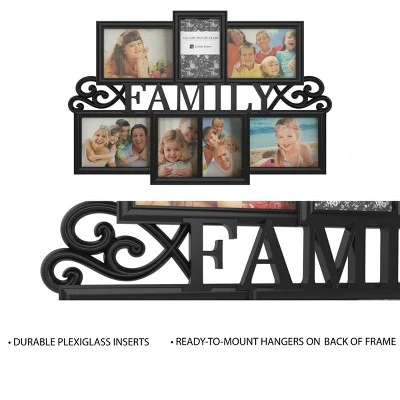 Hastings Home Family Collage Picture Frame With Text Design And 7 Openings For Three 4x6 And Four 5x7 Photos - 23.5" X 16", Black 3 Hastings Home Family Collage Picture Frame With Text Design And 7 Openings For Three 4x6 And Four 5x7 Photos - 23.5" X 16", Black - Image 3
