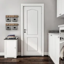 Hastings Home Freestanding Bathroom Storage Cabinet With Slat Door And Gallery Style Top - White/Black -Hastings House GUEST ce1f7f1c ce6c 4d8f 85a0 f3ca1001a97c