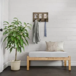 Wall Picture Collage With 3 Hanging Hooks- Wall Mounted Photo Frame Decor With Rustic Wood Look, Holds 4x6 Pictures By Hastings Home -Hastings House GUEST ce2e4dd0 6c94 493a ae5f 5b6503c8c9df