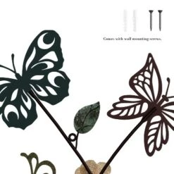 Hastings Home Garden Butterfly Metal Wall Art Decorative 3D Flowers For Modern Farmhouse - Hand-Painted Distressed Finish -Hastings House GUEST ce3f65d4 992b 4d43 b85a 7e45a253d1a9
