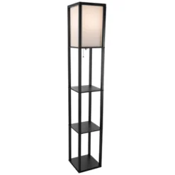 Hastings Home Floor Lamp – Etagere Style Standing Light With 3 Tiers Of Storage Shelving, Black -Hastings House GUEST cfb27258 6b95 4025 99b1 922d70a48d94