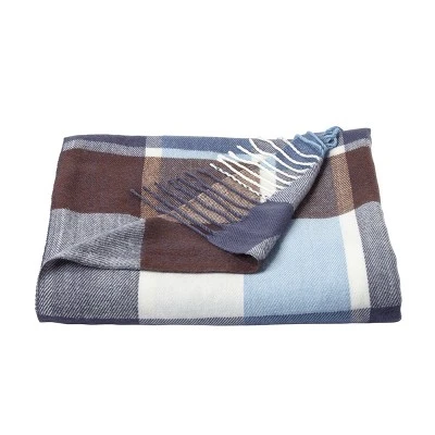 Hastings Home Oversized Vintage-Style Faux Cashmere Throw Blanket - Blue/Brown Plaid 7 Hastings Home Oversized Vintage-Style Faux Cashmere Throw Blanket - Blue/Brown Plaid - Image 7