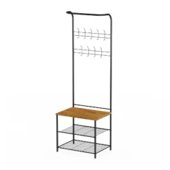 Hastings Home Entryway Bench With Coat Rack, Seat, Hooks, And Shoe Storage, Black -Hastings House GUEST d57b9454 4b52 4f9e 834b 5721aa8bfc3f