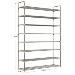 Hastings Home 8-Tier Shoe Storage Rack - Room For 48 Pairs Of Shoes, 60.6" X 11.8" X 40.9"