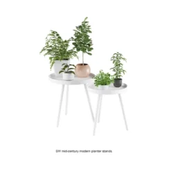 Hastings Home Mid-Century Circular Nesting End Tables With Tray Top - Matte White, Set Of 2 -Hastings House GUEST d96a9ce6 580e 4d71 abaf 59690cc5109c