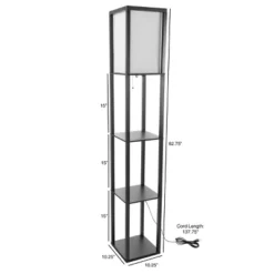 Hastings Home Floor Lamp β Etagere Style Standing Light With 3 Tiers Of Storage Shelving, Black