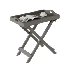 Hastings Home Folding Side Table With Removable Tray Top - Gray