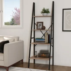 Hastings Home 4-Tier Ladder-Style Bookcase, Gray 9 Hastings Home 4-Tier Ladder-Style Bookcase, Gray -Hastings House GUEST dc831b32 b730 4d91 9c63 ce26d8c3962c