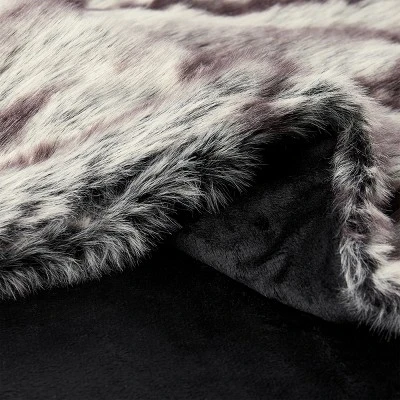 Hastings Home Premium Faux Chinchilla Fur Striped Blanket With Gift Box - Umber/Chocolate 2 Hastings Home Premium Faux Chinchilla Fur Striped Blanket With Gift Box - Umber/Chocolate - Image 2