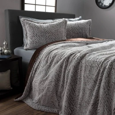 Mink Faux Fur Comforter Set By Hastings Home 1 Mink Faux Fur Comforter Set By Hastings Home