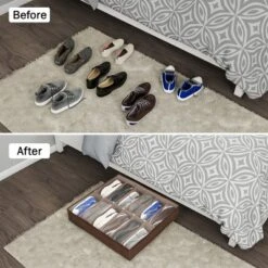Hastings Home Under-Bed Shoe Storage Organizer With Clear Plastic Zippered Cover - Brown -Hastings House GUEST e2e7d147 b426 449d bb5b 167034e3d1e6