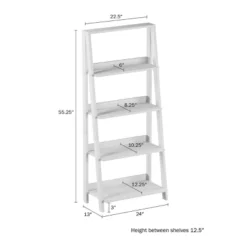 Hastings Home 4-Tier Ladder Bookshelf Freestanding Wooden Bookcase, White