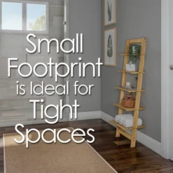 Hastings Home 5-Tier Bookshelf - 50" Tall, Pickled Oak Wood Finish -Hastings House GUEST e65f0af4 b47d 4590 b8bc 11a5fff7b241