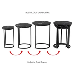 Hastings Home End Tables With Faux Marble Top And Black Metal Base Nesting Tables, Black, Set Of 3 -Hastings House GUEST e7551654 5ab3 4232 9502 5cf76709e306