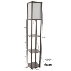 Hastings Home Floor Lamp β Etagere Style Standing Light With 3 Tiers Of Storage Shelving, Brown