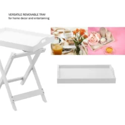 Hastings HomeFolding End Table With Wooden Stand And Removable Top Tray, White 8 Hastings HomeFolding End Table With Wooden Stand And Removable Top Tray, White -Hastings House GUEST e977325e ece4 48f8 b678 22239fd120a7