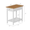 Hastings Home Narrow Side Table With Drawer And Storage Shelf - White/Honey Oak
