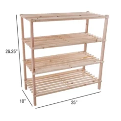 Hastings Home 4-Tier Space-Saver Wood Shoe Rack And Storage Shelves