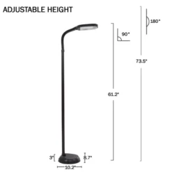 Hastings Home Adjustable Floor Lamp β 6ft Full Spectrum Natural Sunlight Lamp With Bendable Neck